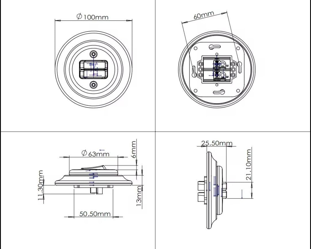Strömbrytare i porslin- Vit