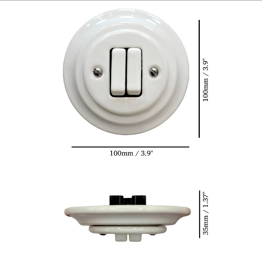 Strömbrytare i porslin- Vit
