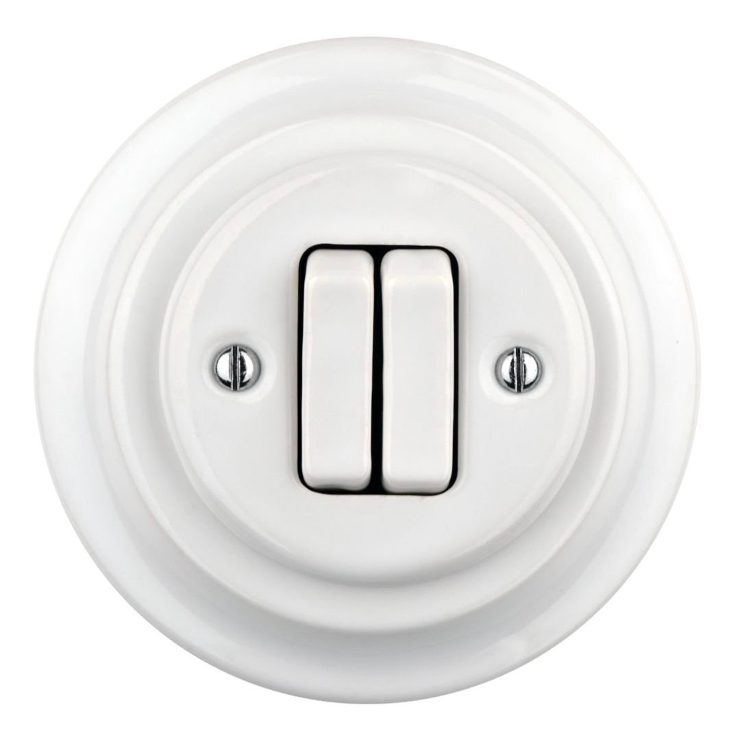 Strömbrytare i porslin- Vit