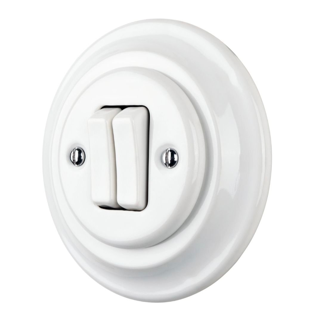 Strömbrytare i porslin- Vit