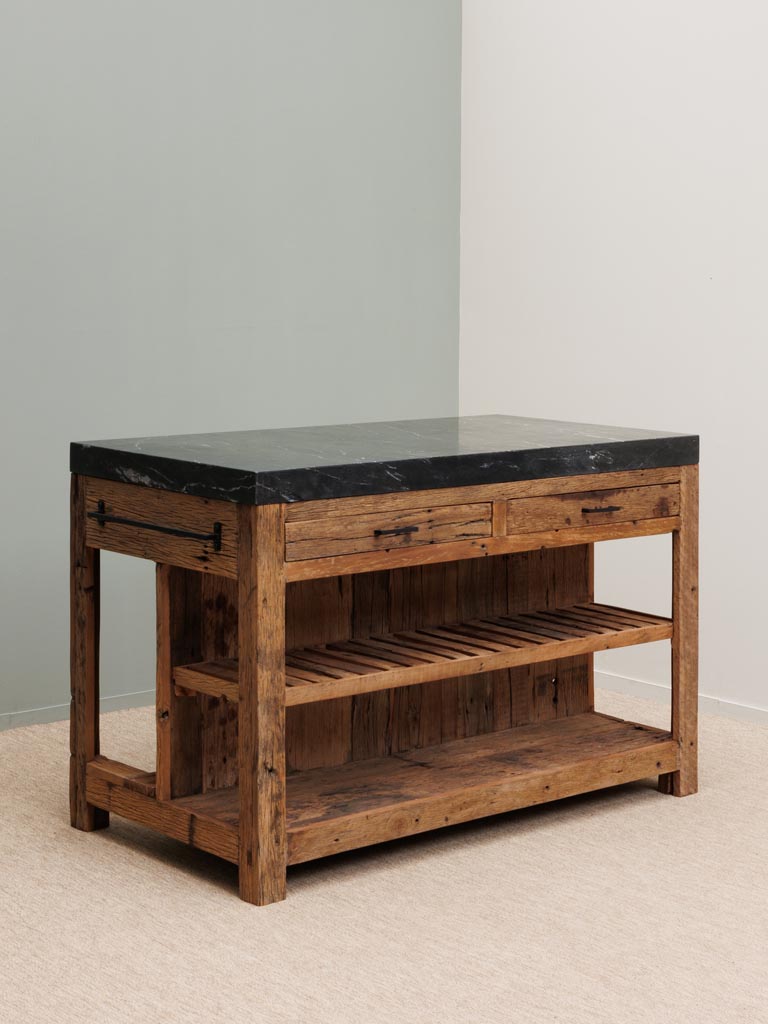 Black marble kitchen counter Large