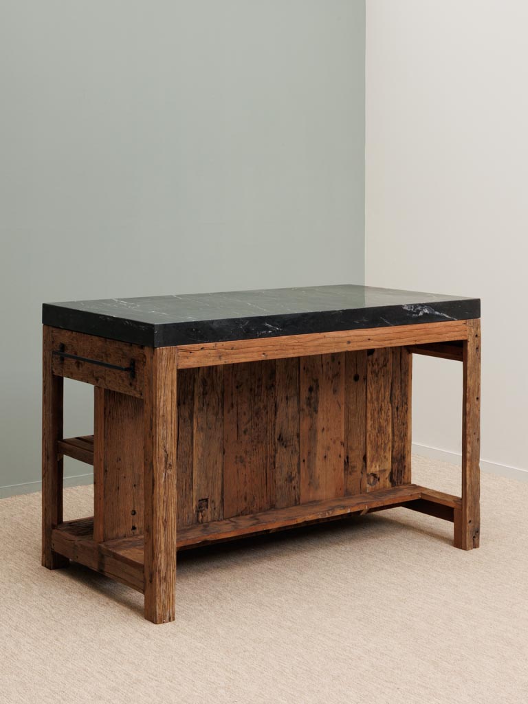 Black marble kitchen counter Large