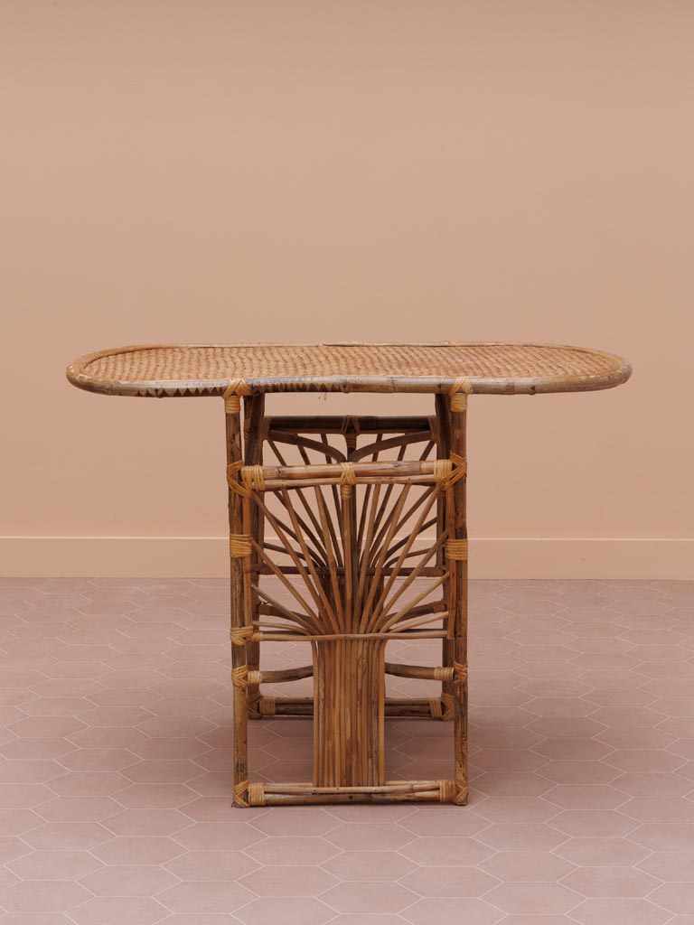 Ratan oval table & 2 chairs